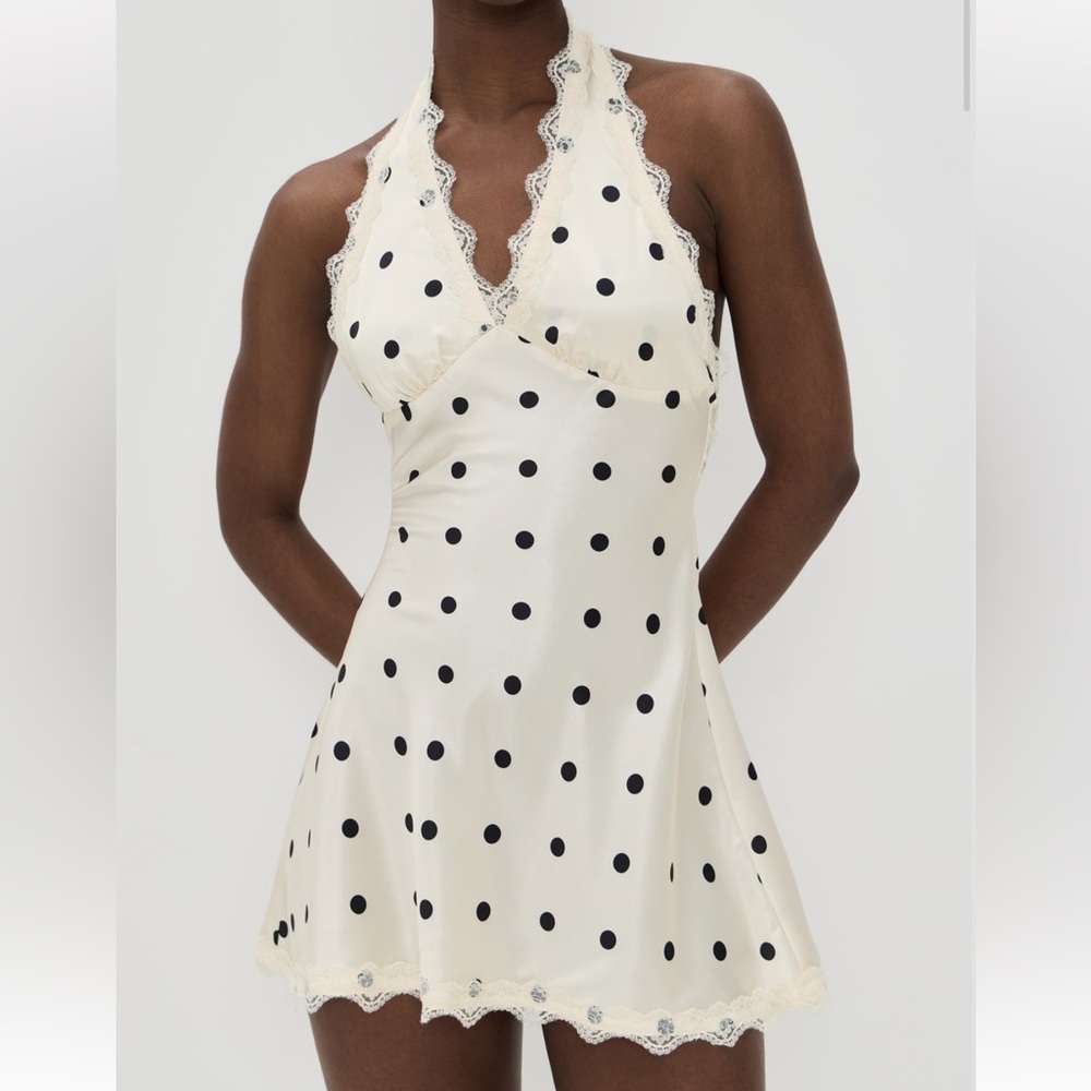Lioness Cream and Black Polka Dot Dress